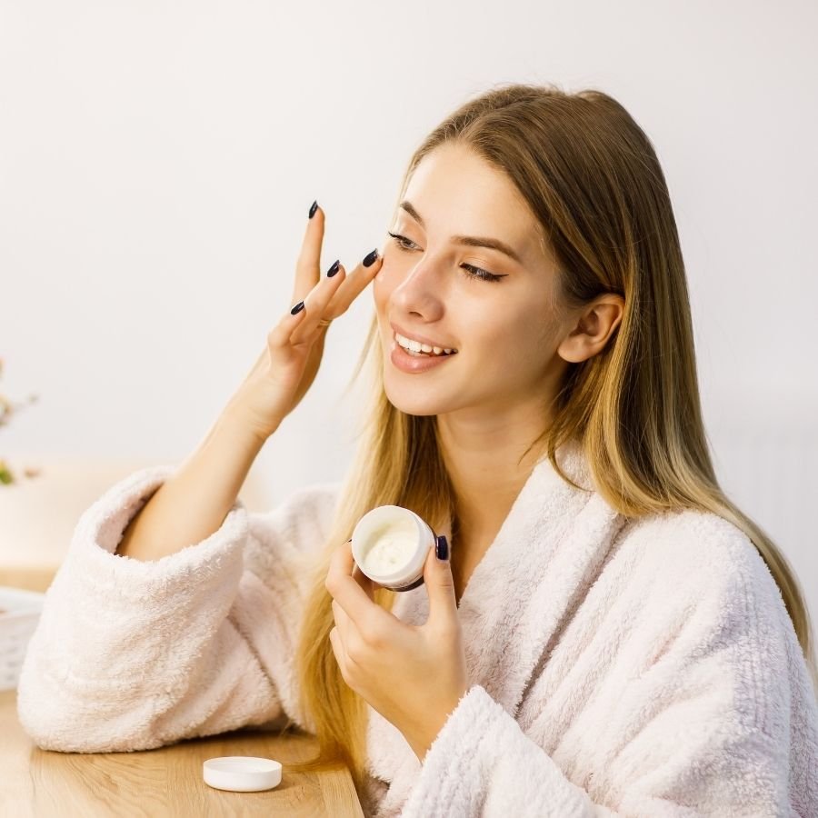 A women using premium skin care products